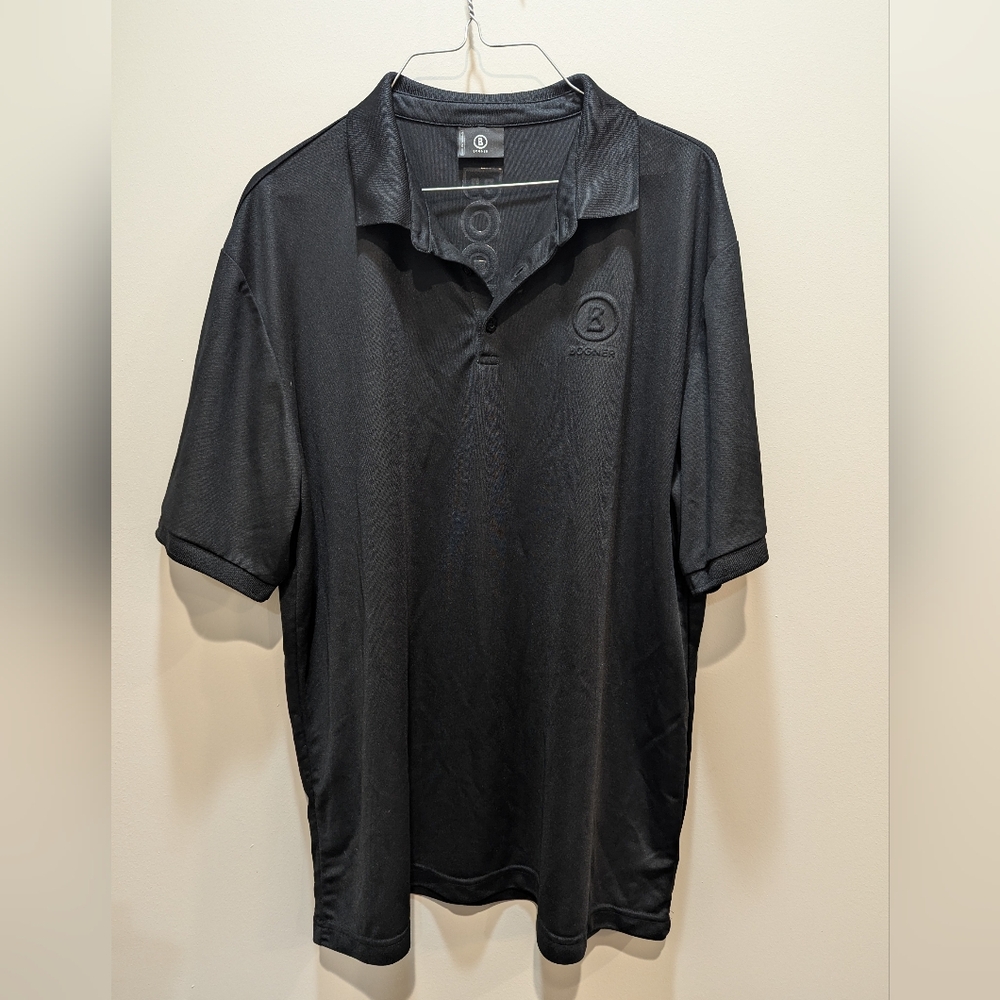Bogner Black Polo Shirt With Unique Raised Logo On Front And Back
